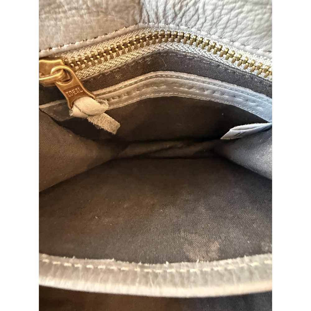 Wanderers Crossbody Bag Womens Gray Leather Adjustable Strap Push Lock Purse - Picture 14 of 16